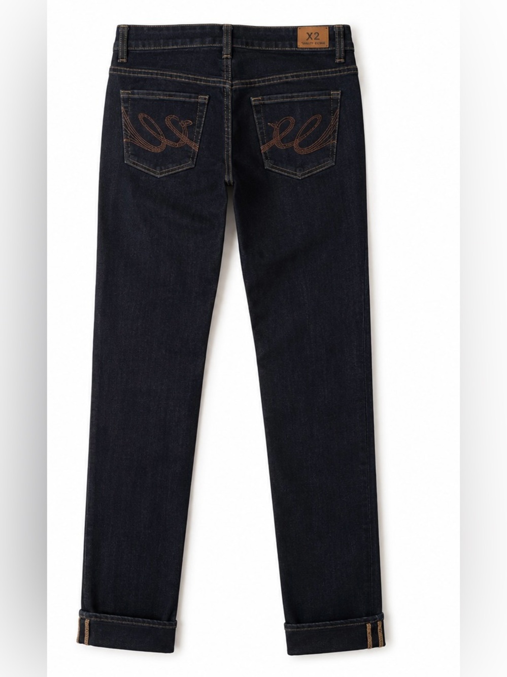 Express X2 Vintage Y2K Low Rise Straight Leg Stretch Jeans Dark Wash, 2 LONG - Picture 4 of 16